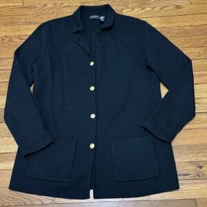 LIZ CLAIBORNE Vintage Black with Gold Buttons. Knit Sweater. L or XL